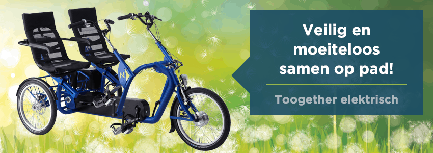 Slider Toogether Elektrisch Lintech, linbike , driewielers, fietsen, seniorenfiets, lage instap, heeten, driewieler volwassenen, trapondersteuning, nijland cycling, tandem met elektrische ondersteuning, mindervalide, gehandicapten fiets, driewieler elektrisch, e-bike, bejaarden fiets, duo fiets, driewielfiets volwassenen, gehandicapten driewieler, ouderen fiets, senioren fiets, POM revalidatietechniek, kwaliteitsfiets, fiets, fiets op maat, toogether