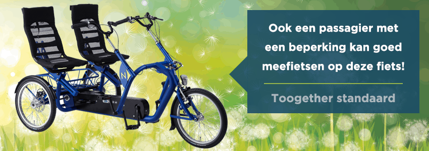 Slider Toogether Standaard Lintech, linbike , driewielers, fietsen, seniorenfiets, lage instap, heeten, driewieler volwassenen, trapondersteuning, nijland cycling, tandem met elektrische ondersteuning, mindervalide, gehandicapten fiets, driewieler elektrisch, e-bike, bejaarden fiets, duo fiets, driewielfiets volwassenen, gehandicapten driewieler, ouderen fiets, senioren fiets, POM revalidatietechniek, kwaliteitsfiets, fiets, fiets op maat, toogether